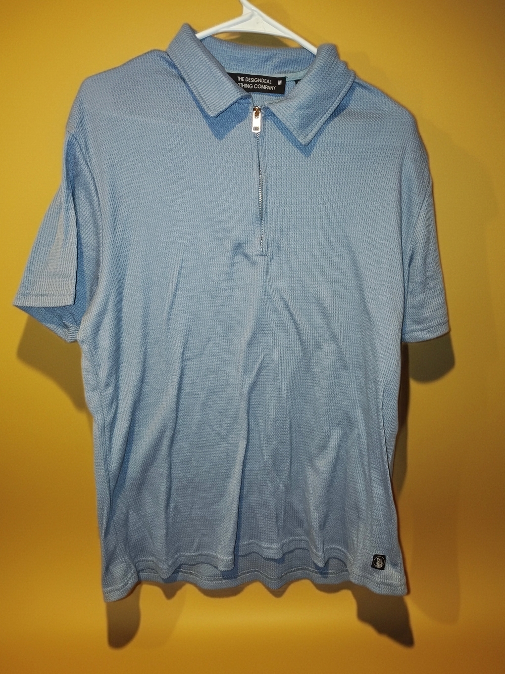 Light Blue Zip-Front Polo Shirt - Men's